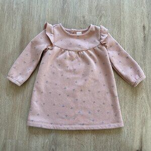 Carter's Baby Girl Fall Winter Pink Long Sleeved Dress with Ruffles, Size 18M